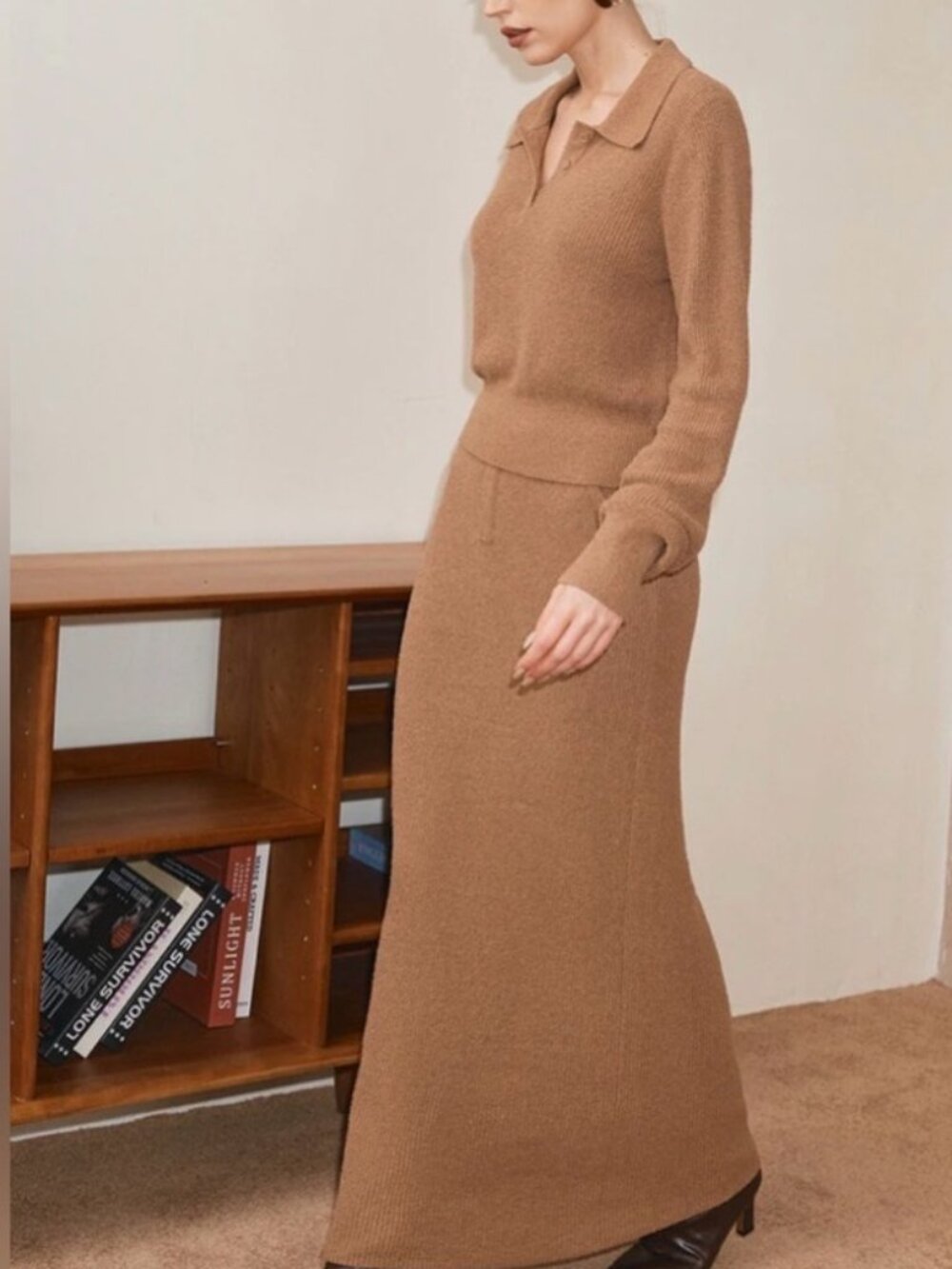 NEW Commense Maxi Skirt and Sweater Set - Brown (Top is Large Skirt is XL)